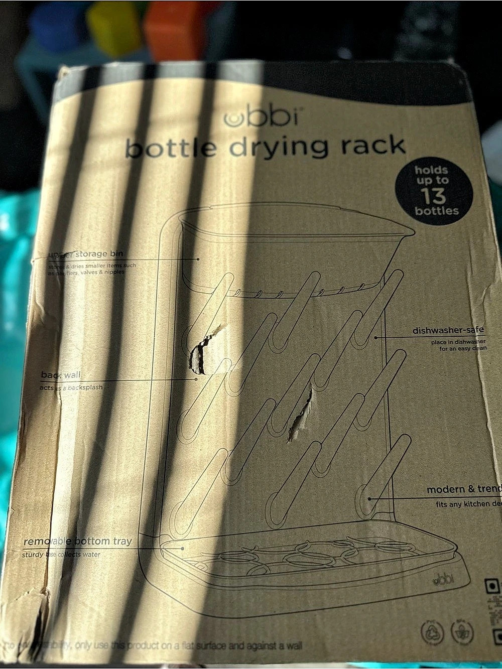 Ubbi Vertical Baby Bottle Drying Rack
 Gray - New In Box